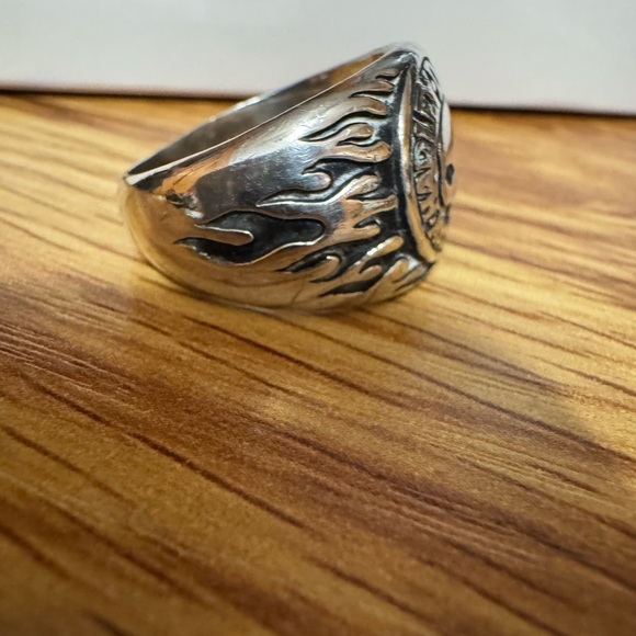 Harley Davidson Sterling Silver 925 Skull flame Ring. Size 10 / 13.5 grams - Picture 2 of 8
